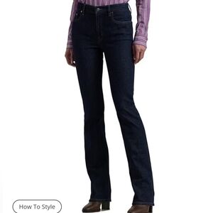 ‼️FINAL PRICE -2/$10‼️LRL dark blue midrise classic bootcut jeans 6
